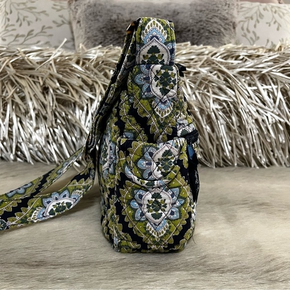 VERA BRADLEY Cambridge On The Go Crossbody Navy Blue Green Commuter Y2K 2007 - Picture 4 of 13